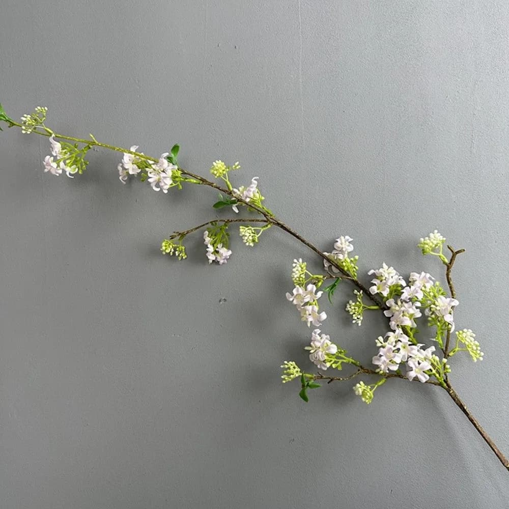 Ramo di Fiori Artificiali da 100cm, Pianta Verde Decorativa a Stelo Lungo, Fiori di Seta, Rami di Salice Innevato Finti