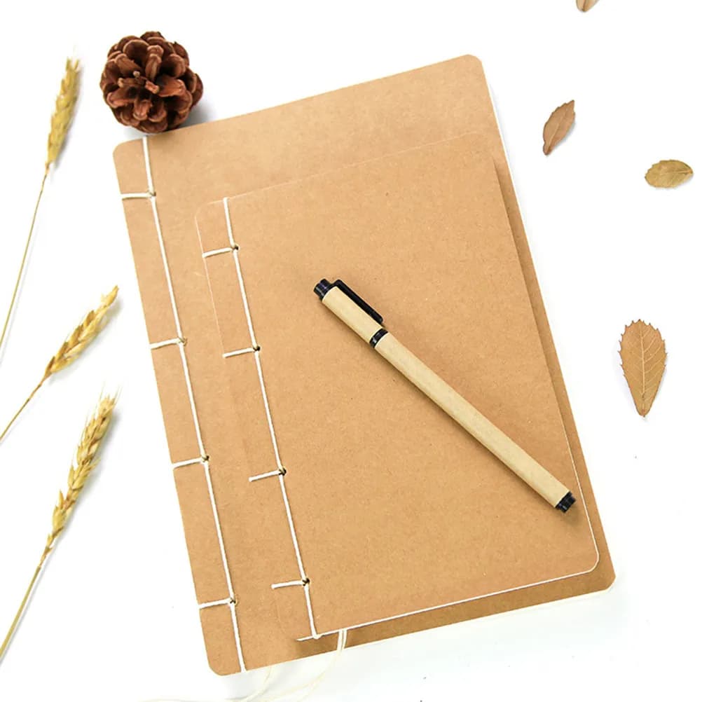 1Pcs A5 Retro Kraft Paper Notebook Handmade Thread-Bound Blank Diary Travel Journal Sketchbook Creative DIY Notepad for Writing