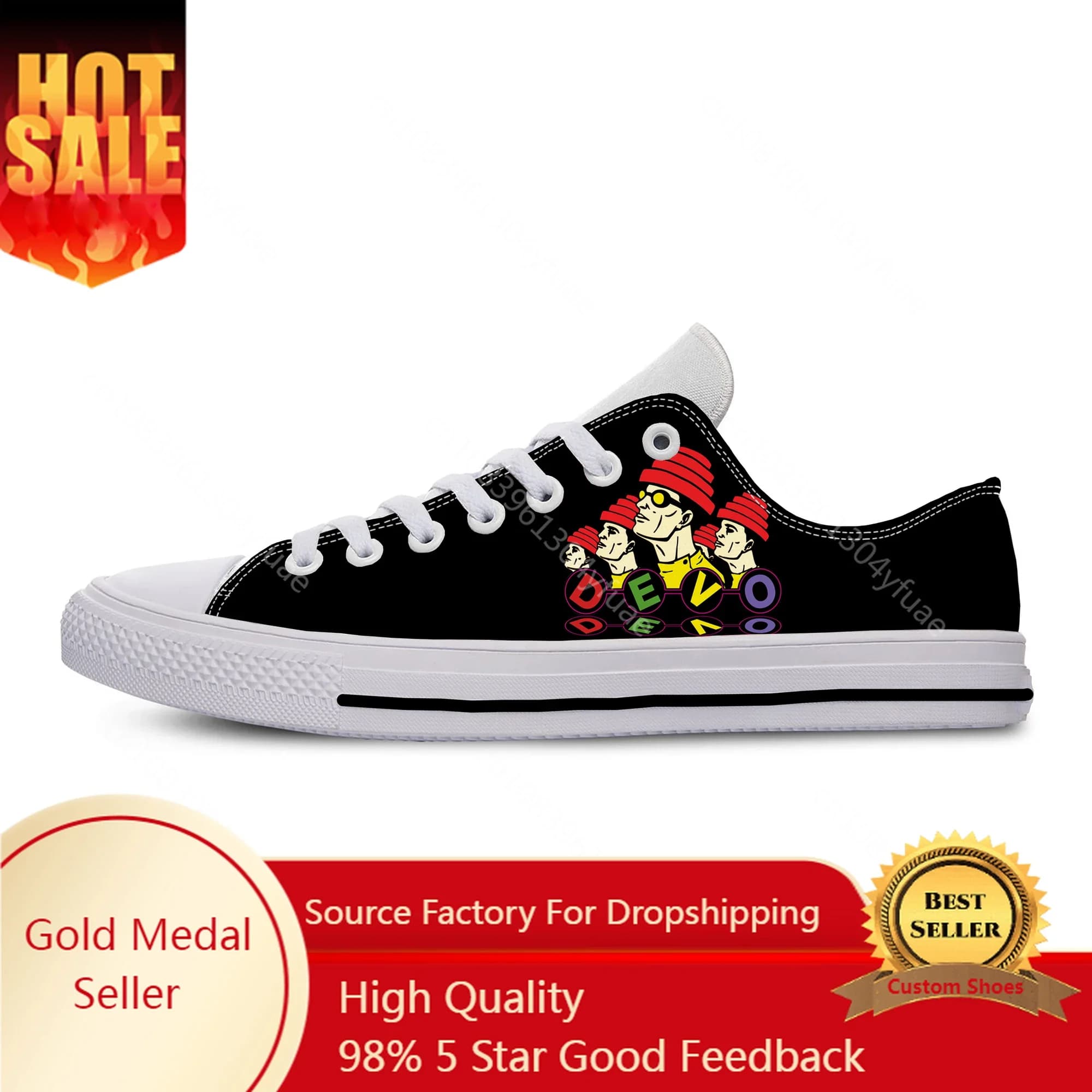 Devo Whip It Rock Band Sneakers basse Uomo Donna Adolescente Scarpe casual Scarpe da corsa in tela Scarpa leggera stampata in 3D