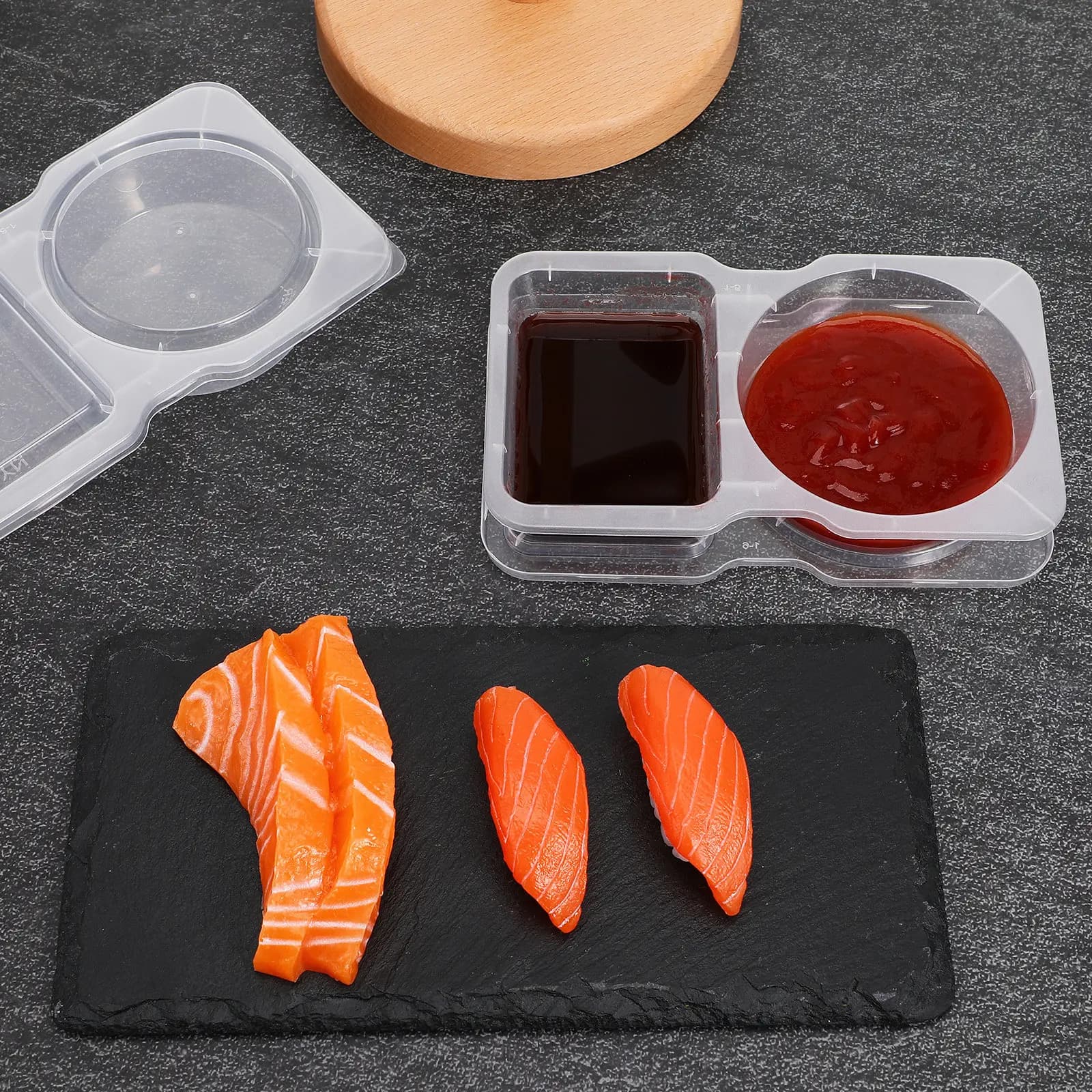 Set di 16 Contenitori per Salse a Doppio Scomparto con Coperchi, in PP per Alimenti, Mini Coppette per Condimenti per Asporto, Picnic, Pranzo, Preparazione Pasti
