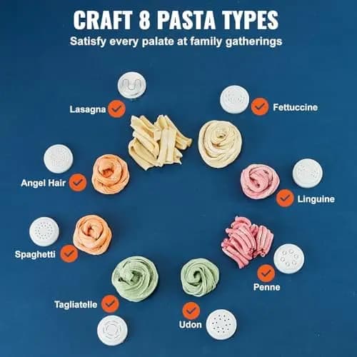 Macchina Elettrica per Pasta da 150W – 8 Forme, 4 Modalità, Capacità 500g – Macchina Automatica per Noodle con Accessori