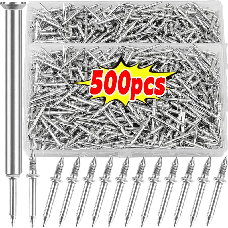 50-500 pz. Chiodi a doppia testa invisibili per pareti, viti di sicurezza per battiscopa, chiodi in metallo per cemento, fissatori senza tracce per legno