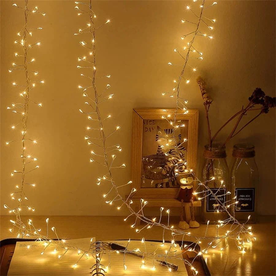 100/200 LED USB Powered Petardo Luci natalizie Fata Telecomando 8 modalità Dimmerabili Luci da giardino per la decorazione della festa nuziale