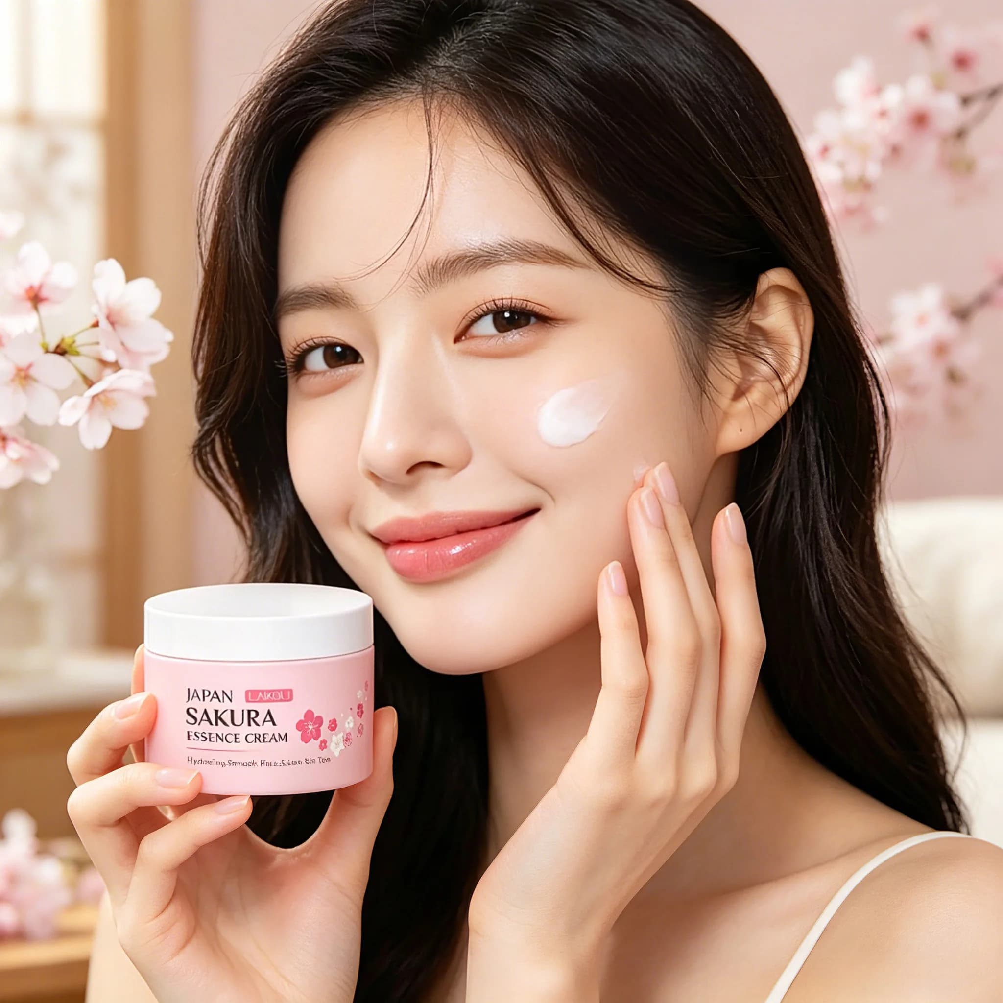 LAIKOU Japan Sakura Essence Cream Cherry Blossom Facial Cream Heavy Moisturizer Improving Dryness & Roughness Face Skin Care