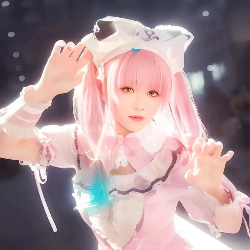 YouTuber virtuale Yuuki Sakuna Costume Cosplay Parrucca Abiti da cameriera Yuki JK Uniforme Gonne Rosa Capelli lunghi