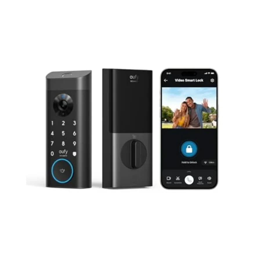 Smart E330, 3-in-1 Camera+Doorbell+Fingerprint Keyless Entry Door Lock, Smart Built-in Wi-Fi Deadbolt for Front Door, Auto Lock