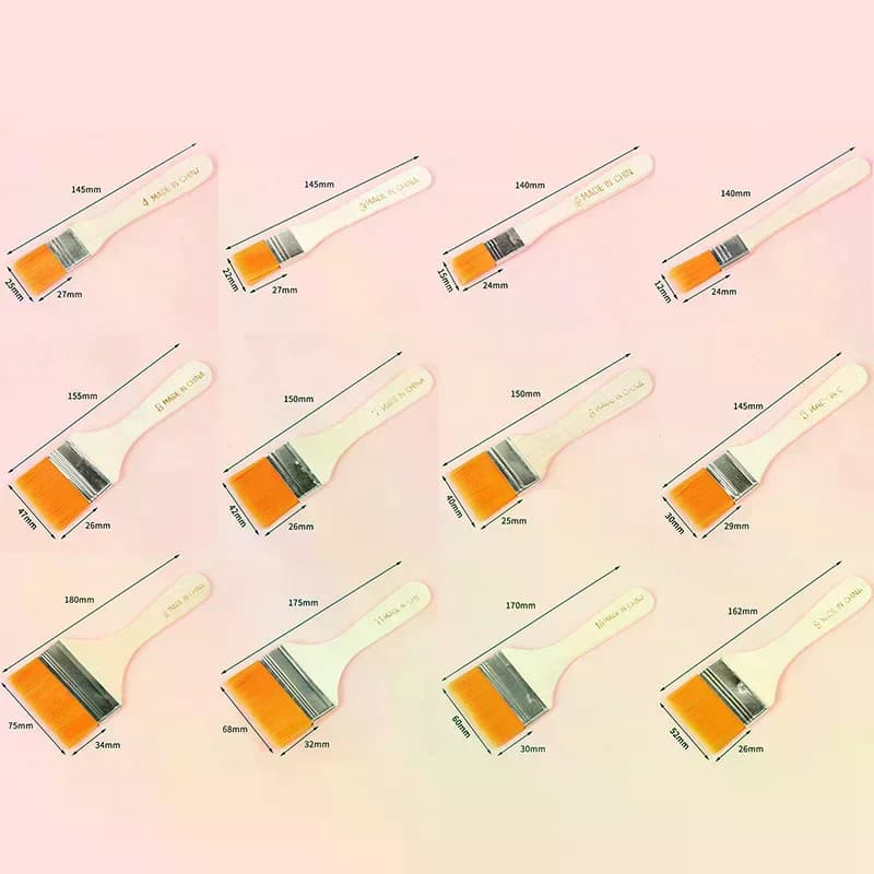 High-Quality 12pcs Yellow Bristle Paint Brush Wooden Handle Nylon For Acrylic Oil Watercolor Art Supplies