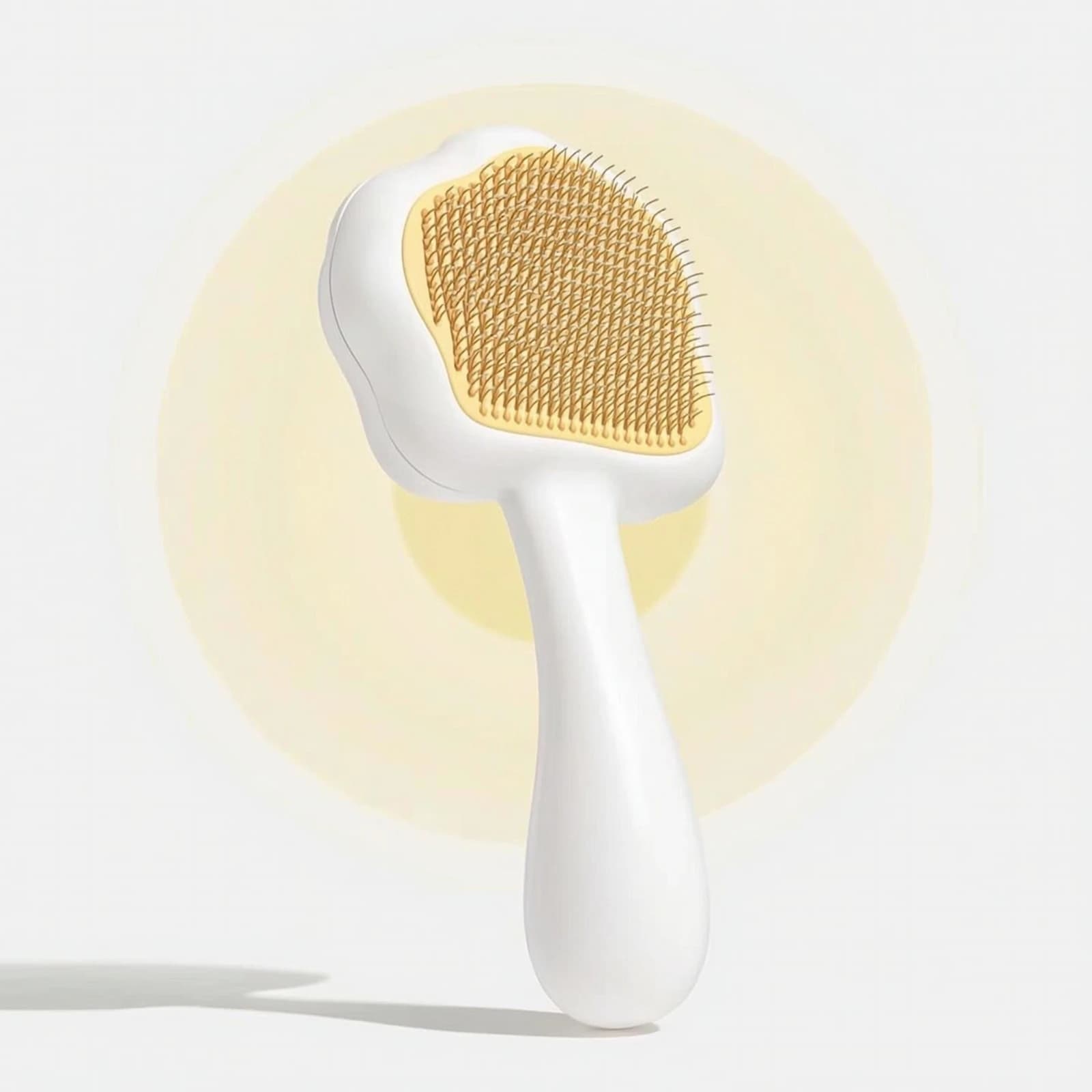 Self-Cleaning Cat Comb Fine-Pin Comb with Long Grip Cat Brush with Release Button Handheld Brush with Release Button Ergonomic