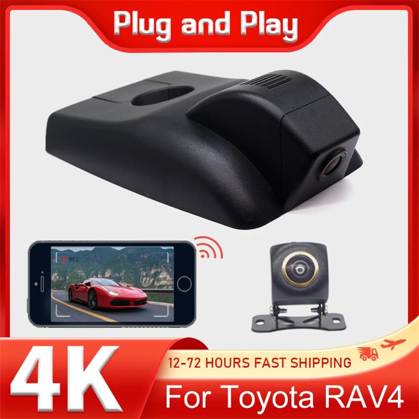 Nuovo! Plug and play Dash Cam WIfi Car DVR per Toyota RAV4 GXL Hybrid 2016-2025, doppia lente con controllo APP 4K Dashcam