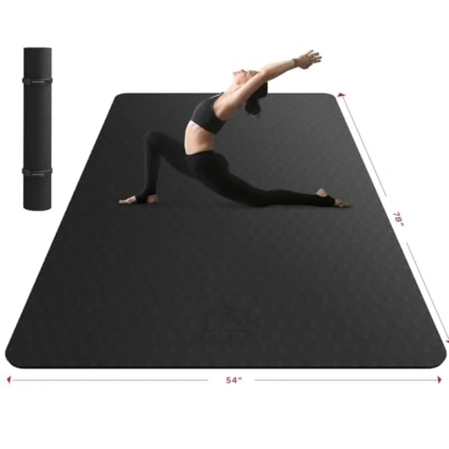 Extra Large Yoga Mat for Home Workouts, Yoga, Pilates, Stretching and Cardio - 72x48x6mm, Non-Slip, Durable, Thick Wide Exercis