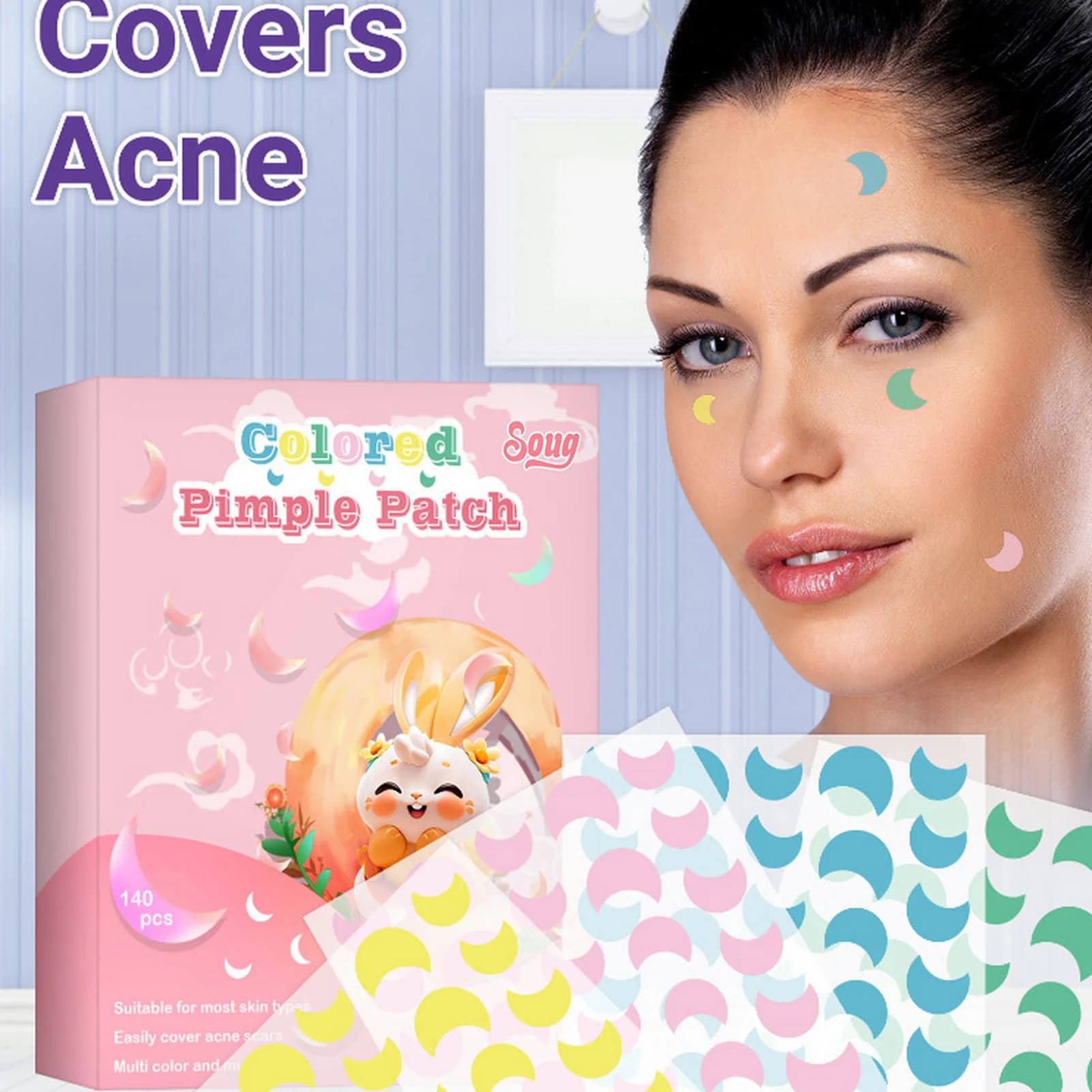 140 Anti-Acne Moon Shaped Craps for Covering Acne Scars and Hide Signs, Skin Care Tool