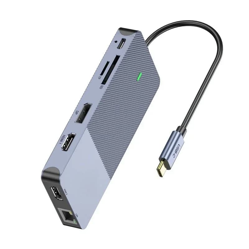 Docking Station 11 in 1 Type-C Multi-Schermo DisplayLink per Telefono e Computer, Hub ad Alta Definizione 4K60