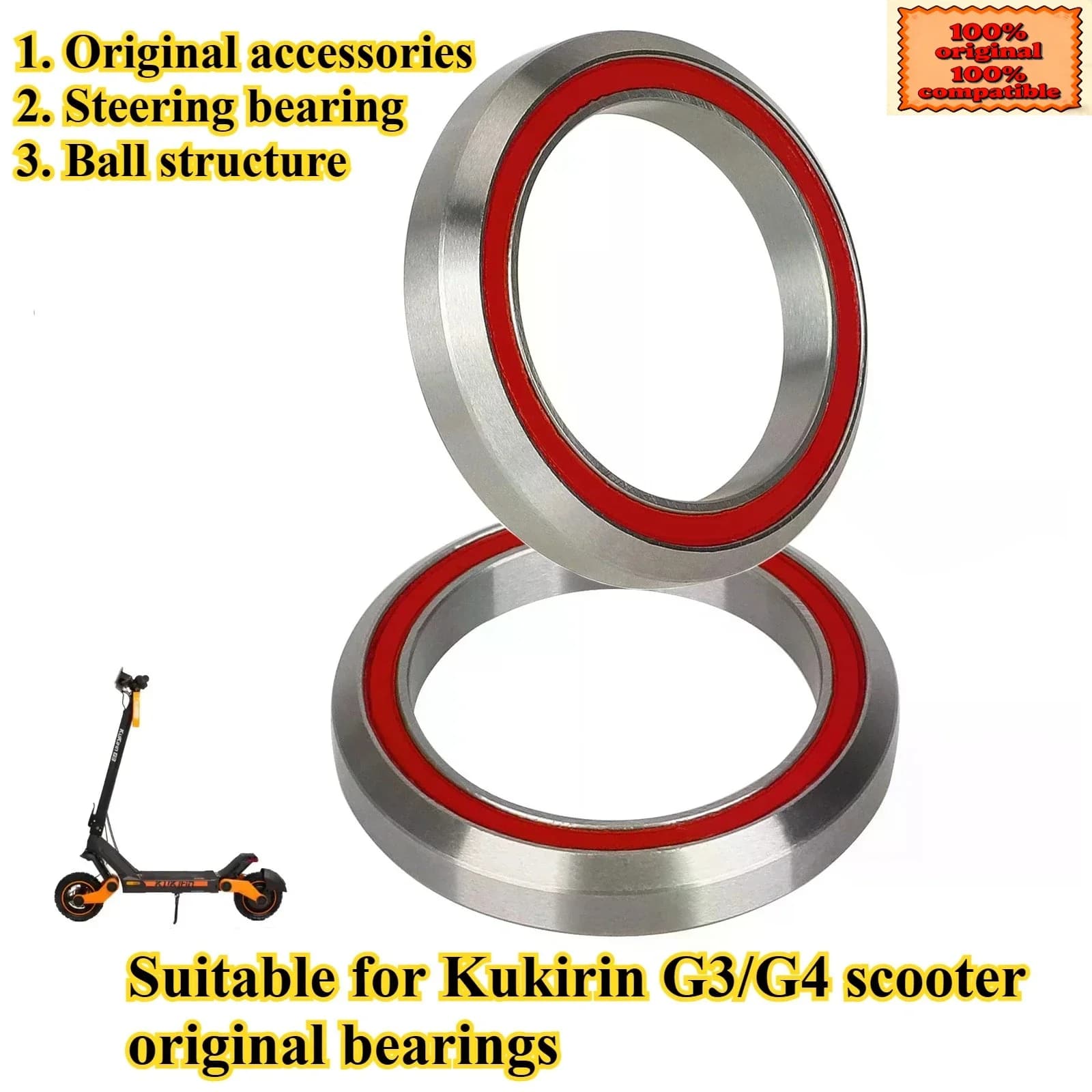 Suitable for Kukirin G3/G4 Electric Scooter Ball Bearings, Skateboard Steering Bearings, Connecting Parts, Original Bearings