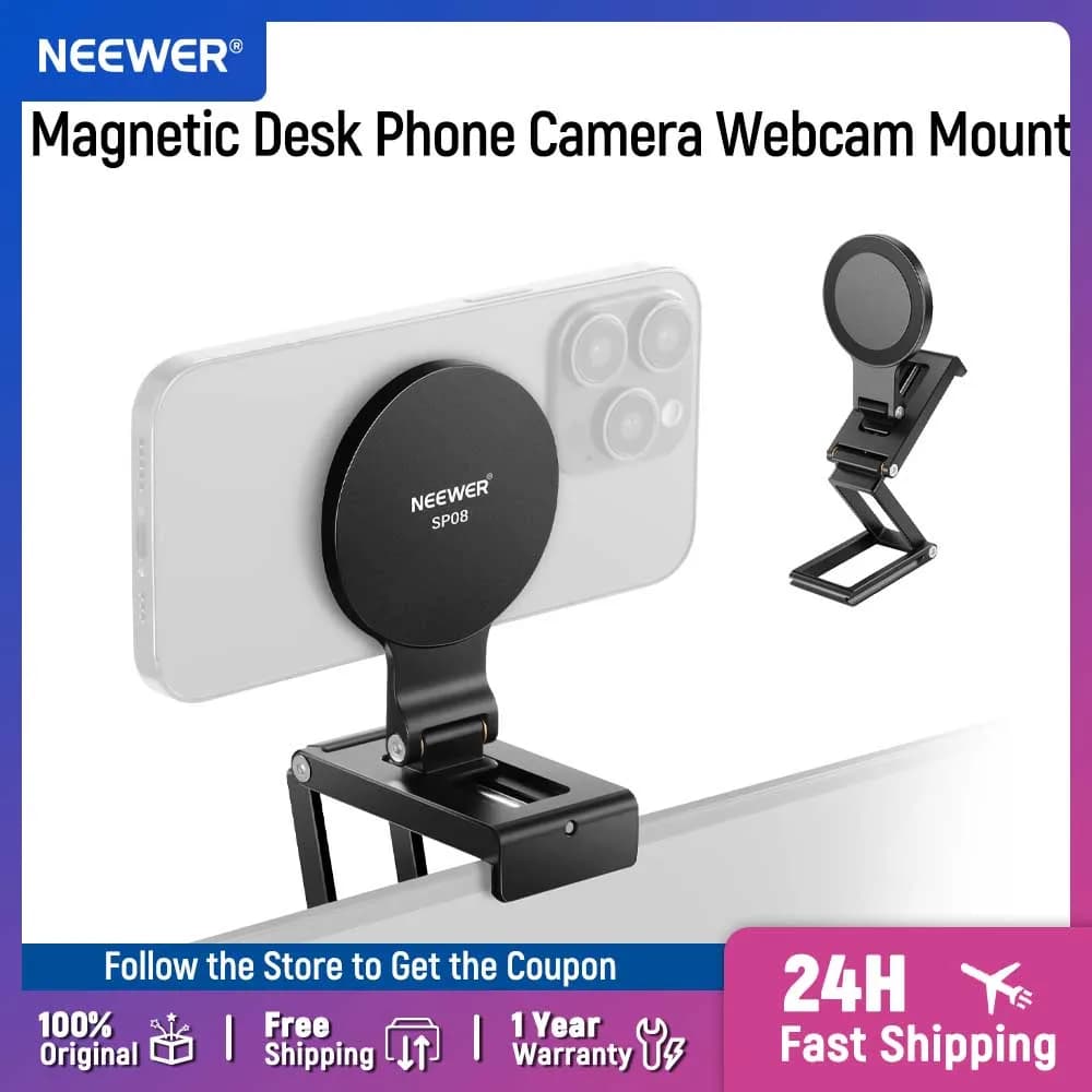 NEEWER Continuous Camera Support for Table Monitor Camera Support for Magnetic Foldable Triple Table Phone for MagSafe iPhone iMac Apple TV