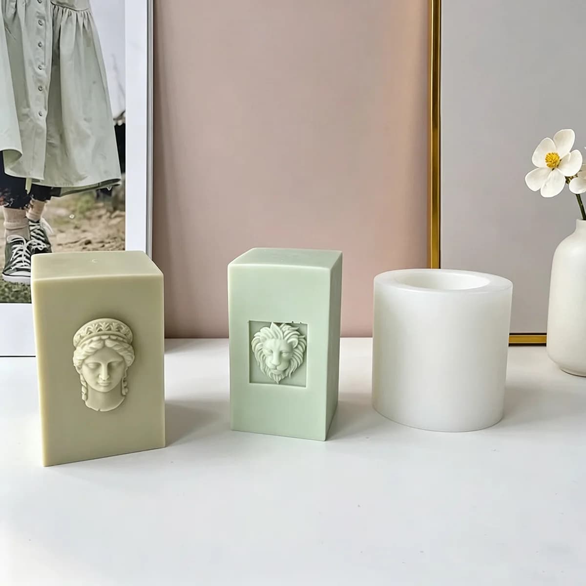 Athens Goddess Candle Mold DIY Candle Making Supplies Plaster Mold European Retro Character Fondant Molds
