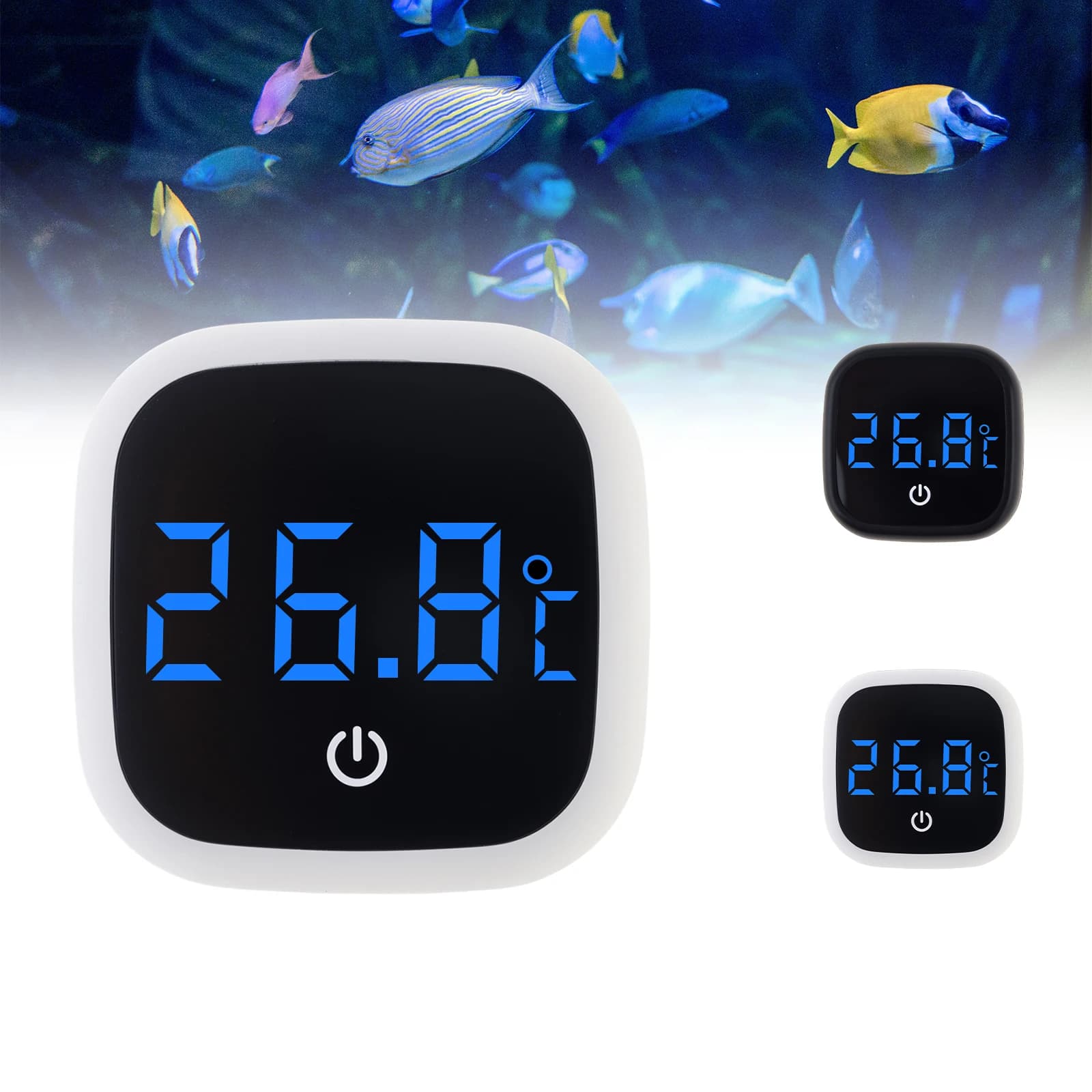 Digital Wireless Thermometer Square Display Grade Celsius Temperature Indicator for Black White LED Aquarium