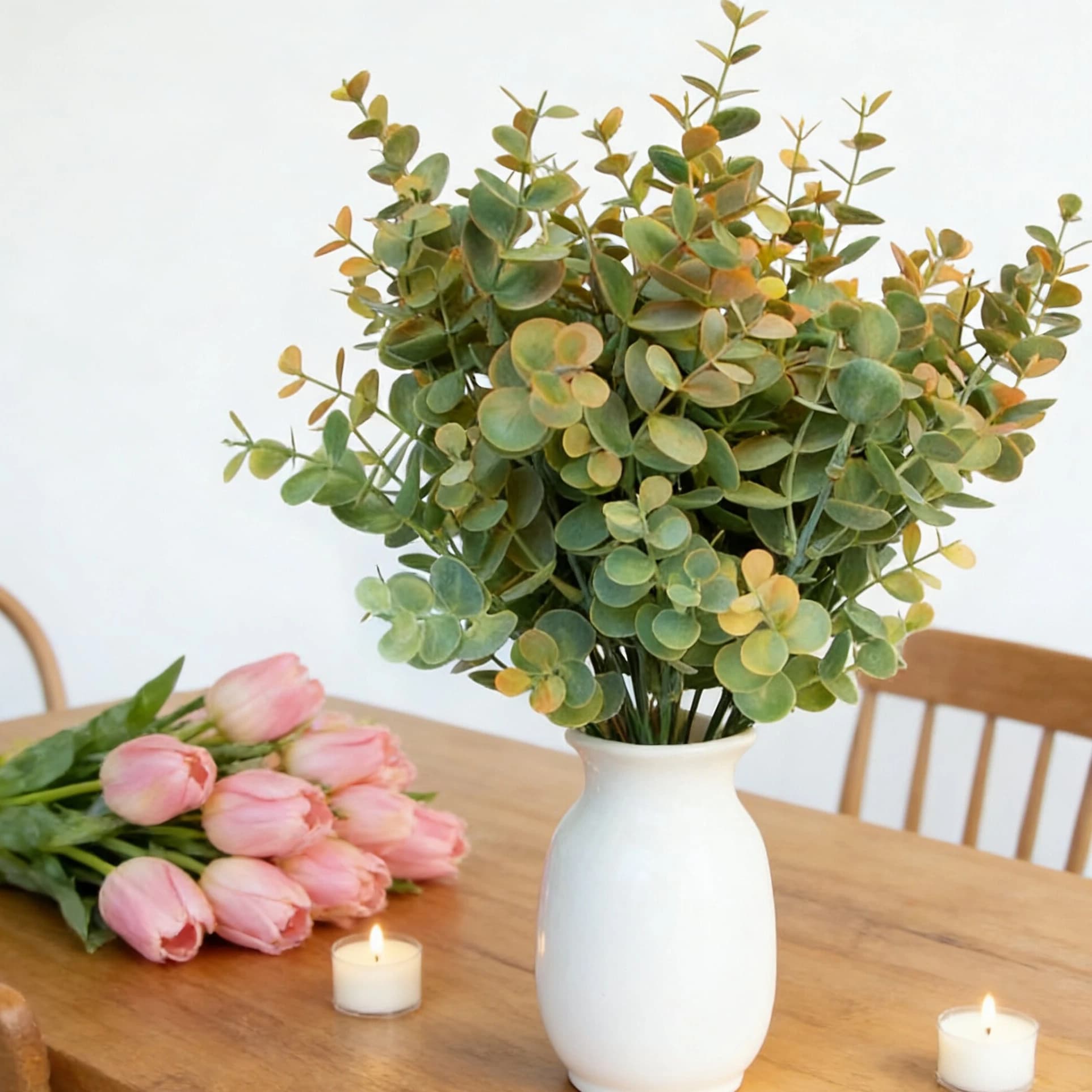 Artificial Plant with Green Eucalyptus Leaves, Copper for Home Decorations, Party, Bonsai, Garden, Valentine's Day, Weddings, Nutial Garlands