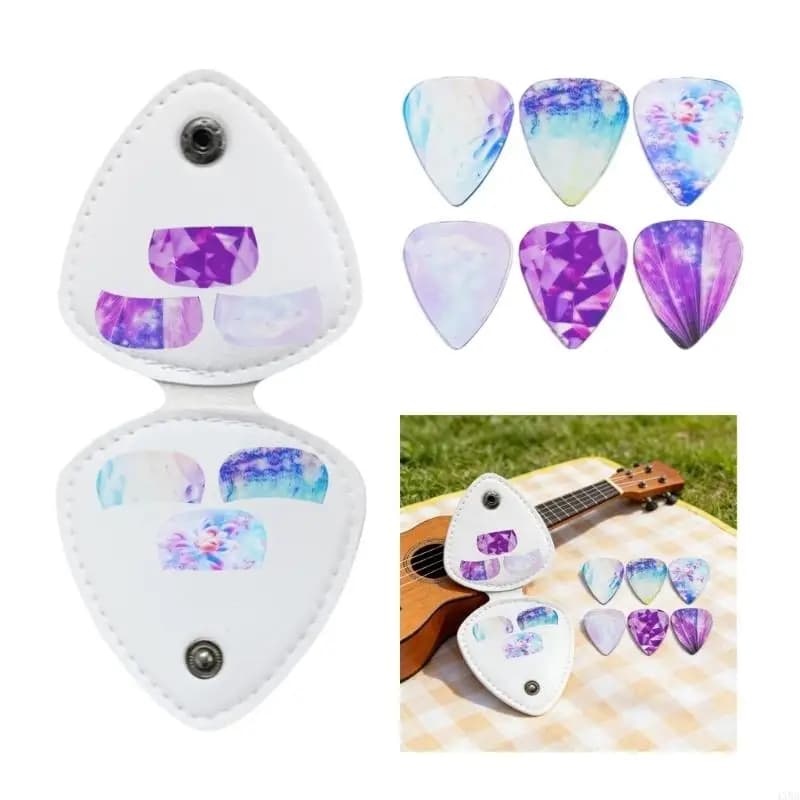 Porta plettri per chitarra, per plettri in pelle PU Custodia per plettri Custodia per plettri per chitarra Borsa per 6