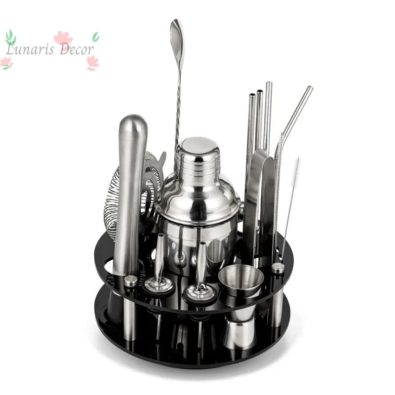 Complete Bartending Tools Kit With Spinning Acrylic Boston Shaker Professional Cocktail Mixer Set Home Bar Party Drink Making