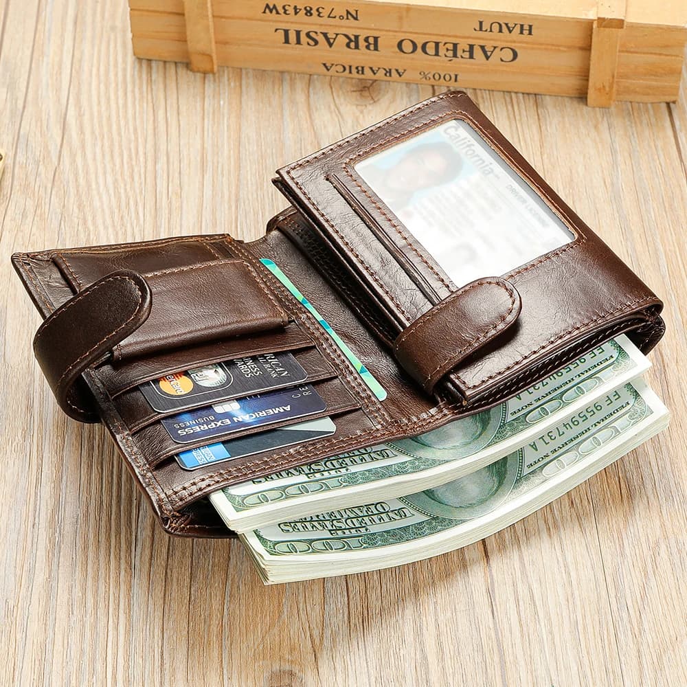 Portafoglio da uomo in pelle WESTAL Portafoglio per passaporto premium multifunzionale in pelle bovina di primo strato