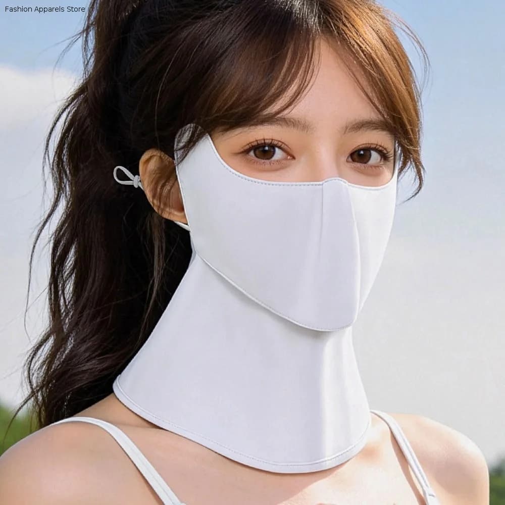 Adjustable Summer Mask in Ice, Magnetic and Breathable Silk, Solar Protection for the Hill, Monocolor Face Scarf for Golf