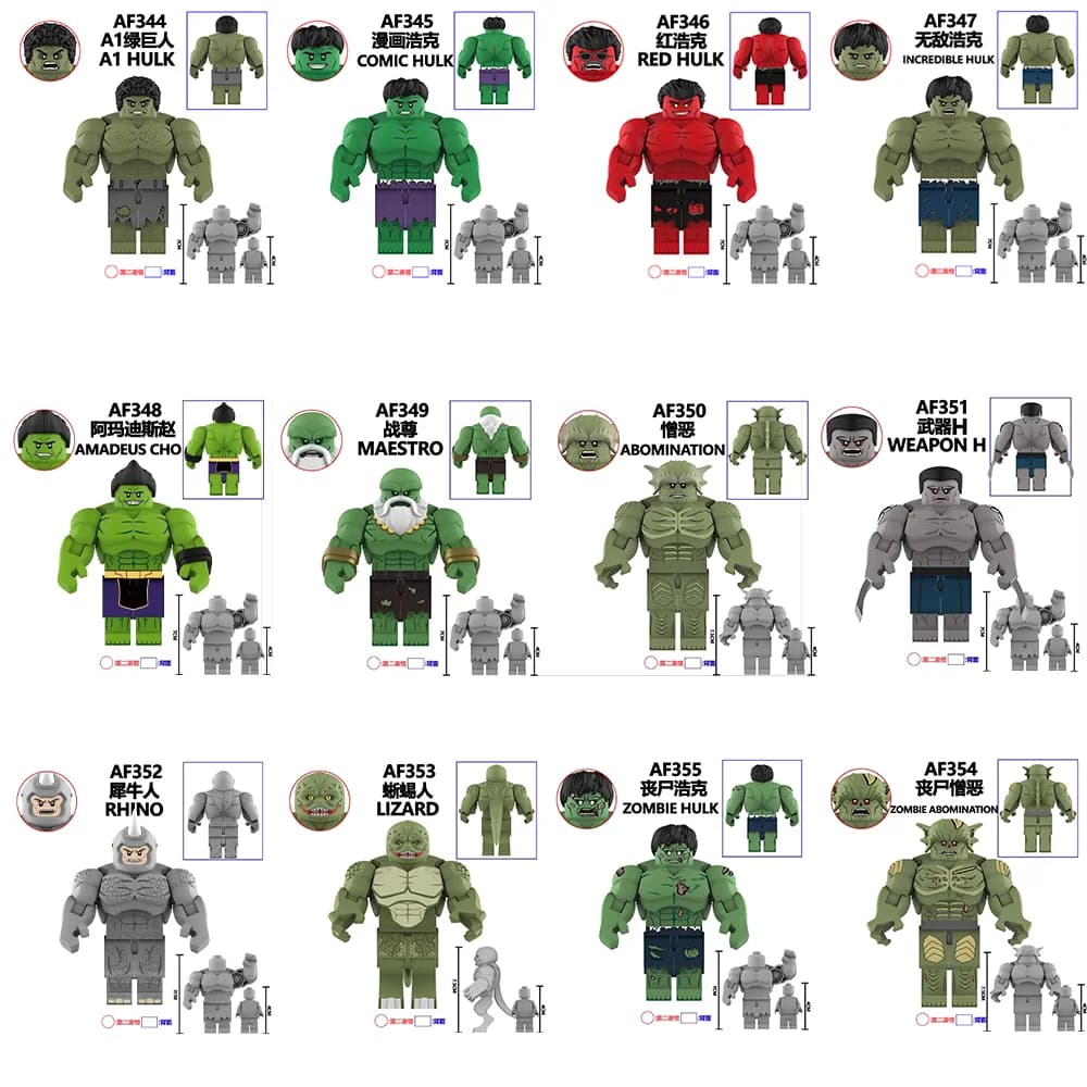 2025 Nuovo AF345 Hot Movie Hulk Hero Personaggio Building Blocks Giocattolo Action figure classiche mattoni Puzzle Giocattoli Ragazzi Per I Bambini regalo