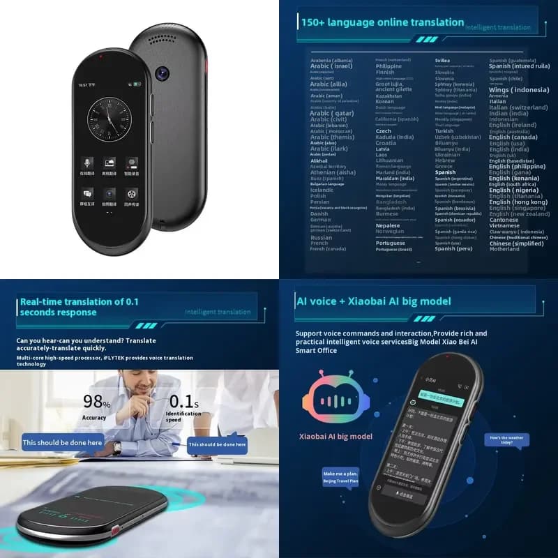A10 4G Plug-In Smart Translator Card Offline Multi-Language Photo-Taking Interpreter Xiaobei AI Dialogue Accurate Touch