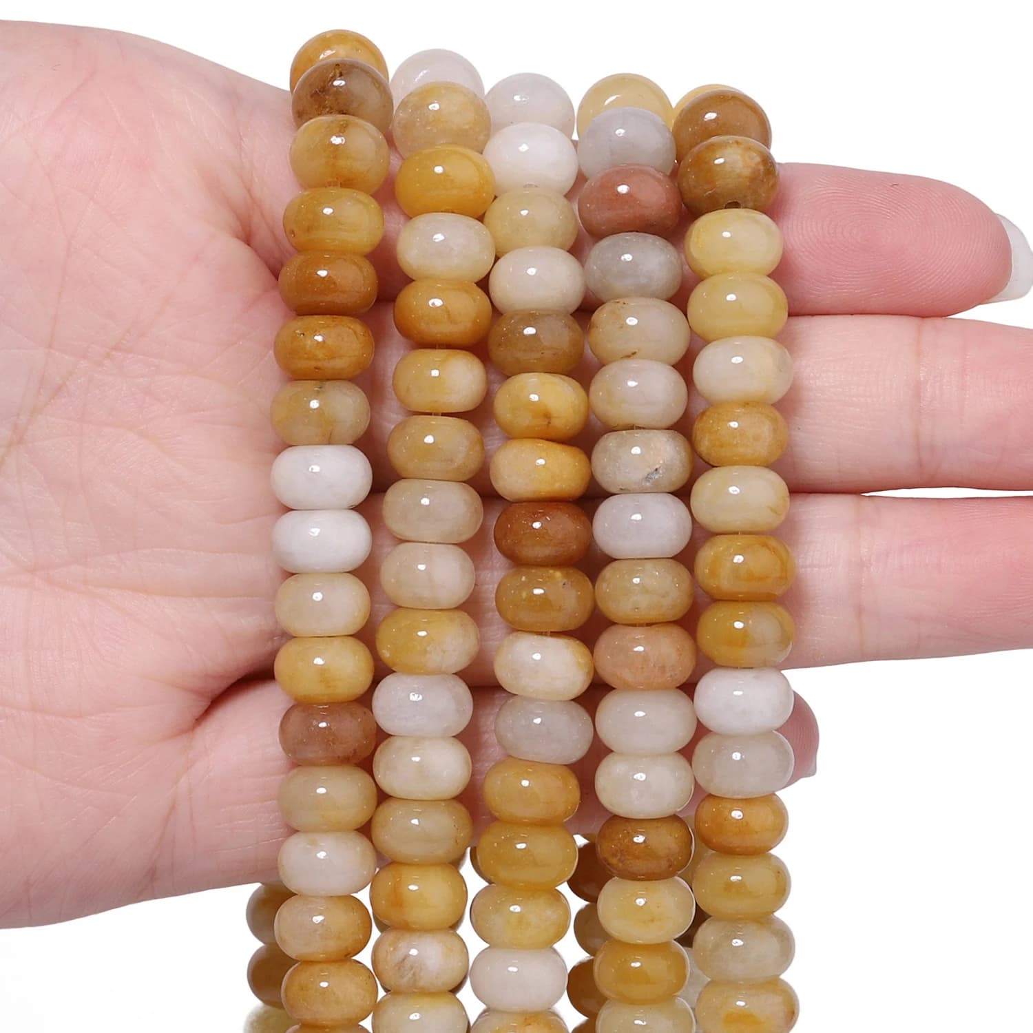Perline Rondelle 5x8mm in Topazio Giallo Naturale, Perline Distanziatrici a Forma di Abaco per Creazione Gioielli, Accessori Fai da Te per Braccialetti, 15''