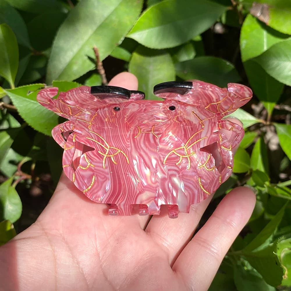 Cute Cartoon Gradient Red Crab Shape Hair Clip Claw For Women Girls Creative Ocean Series Barrettes Beach Hair Accessories Tool