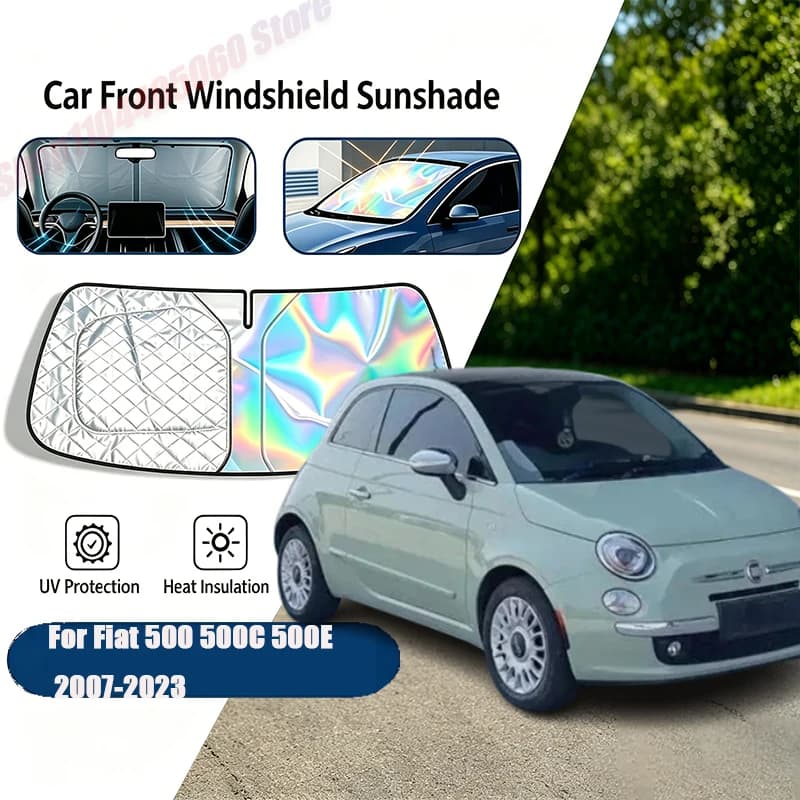 For Fiat 500 500C 500E 2007-2023 Windshield Sun Shade Foldable UV Reflective Front Window Sun Protection Cover Accessories