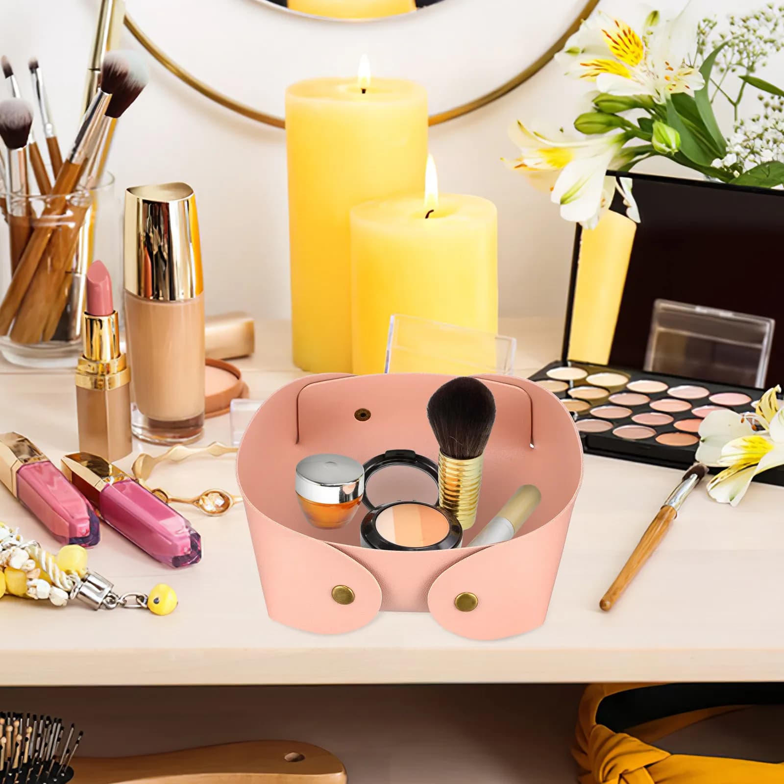 Foldable Storage Tray Premium Anti-Scratch Organizer Box for Home Office Desktop Sundries Keys Watches Jewelry Storage
