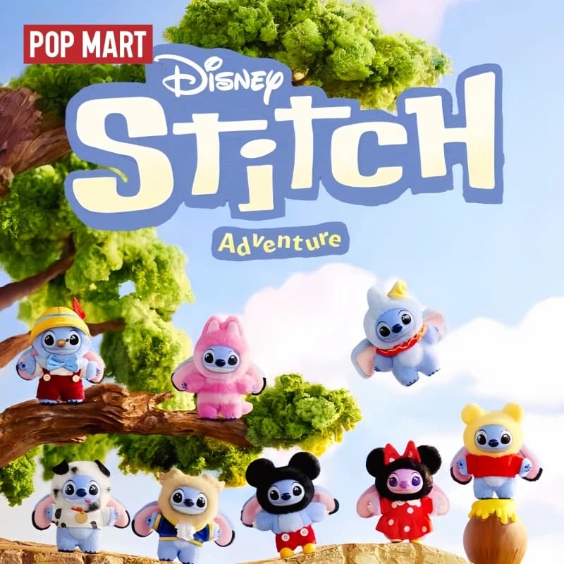 POPMART Disney Stitch Adventure Series Anime Figure Vinyl Plush Blind Box Decorazione da Scrivania Blind Bag Modellini Carini