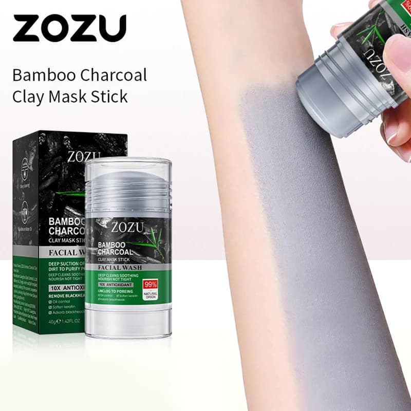 ZOZU Bamboo Charcoal Solid Facial Mask 40g Pore-Cleansing Refreshing Portable Mud Mask Stick.