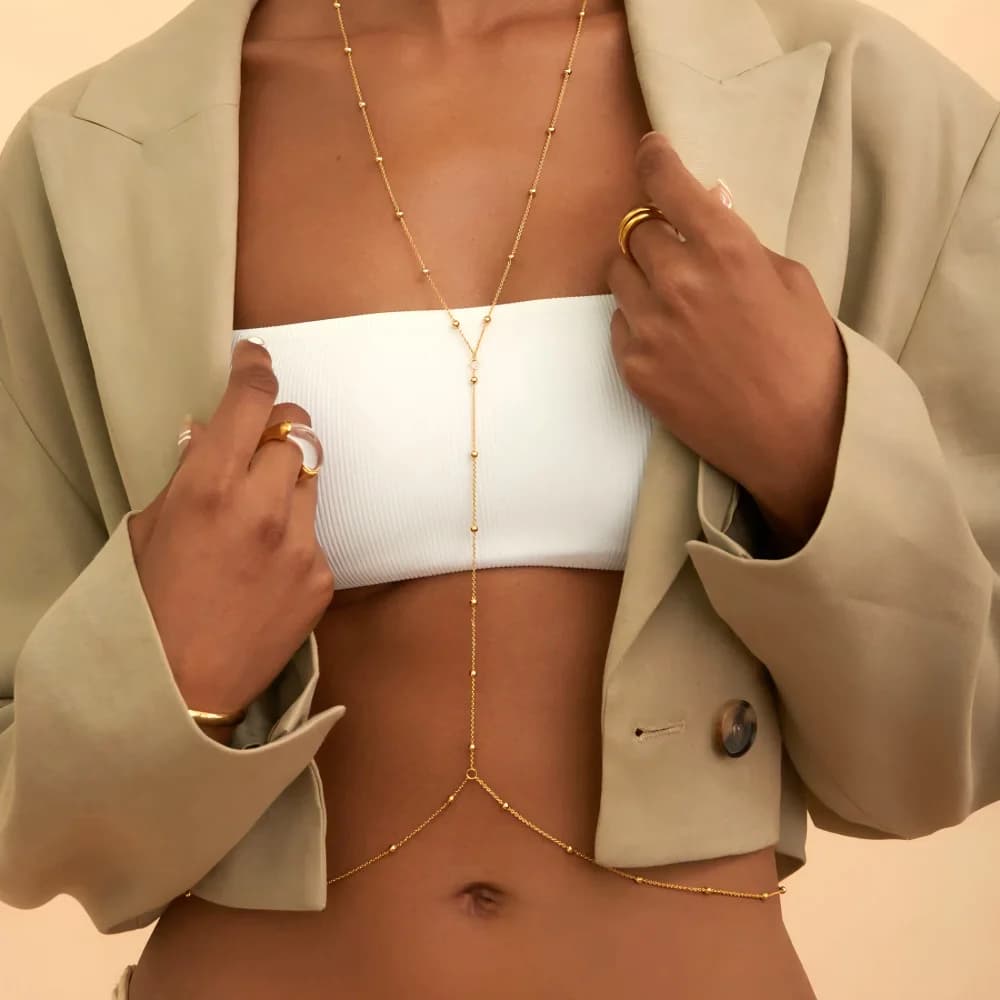 Catena per Pancia Sexy con Perline, Regolabile, Accessorio Estivo per Bikini e Festival, Gioiello per il Corpo da Spiaggia, Regalo per Donne