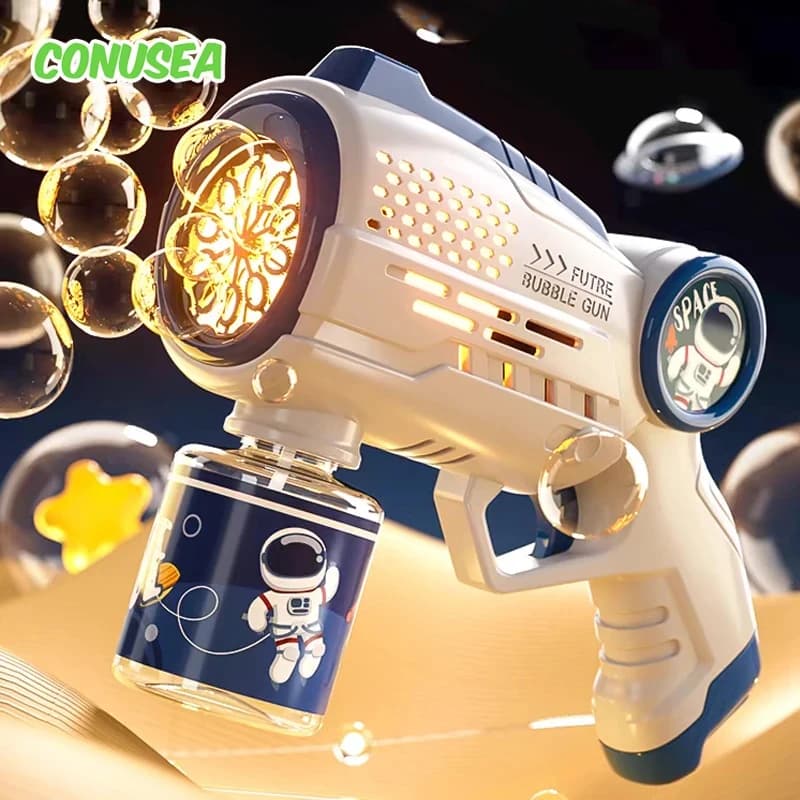 Electric Space Soap Bubble Gun Automatic Bubble Machine Lights Astronaut Outdoor Games Children's Playground Children's Gift