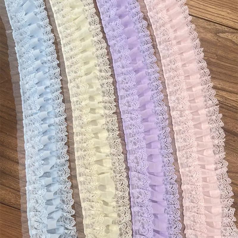 11 cm di larghezza tre strati 3d tessuto chiffon pieghettato volant cucito nastro abito colletto volant trim abbigliamento fai da te cucito decor