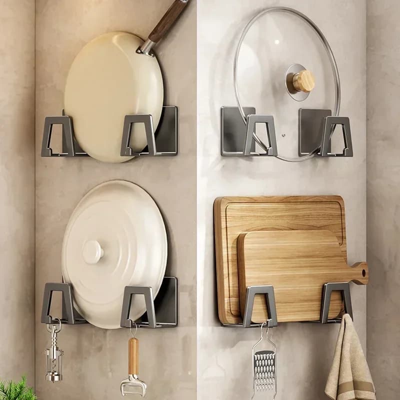Porta Spugne in Acciaio Inox Autoadesivo, 4/1 Pezzi, Organizzatore da Parete per Cucina, Supporto per Asciugatura e Stoccaggio in Lavello