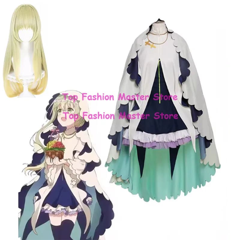 Costume da Cosplay della Sacerdotessa Bianca e della Sacerdotessa Nera Cecilia, Abito da Donna con Calze e Parrucca, Set Completo per Halloween, Carnevale e Comic Con