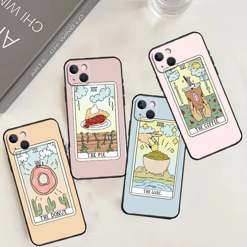 CAKE COFFEE The Boba Tarot Card Case per Xiaomi Redmi Note 14 12 11 10 13 15 Pro Plus Redmi 15 13 10C 12C 13C 14C 15C Funda
