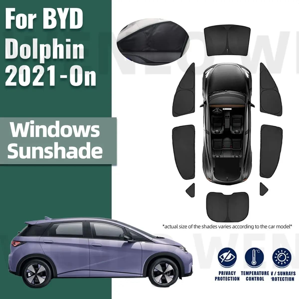 Per BYD Dolphin 2021 2022 2023 2024 Copertura Completa Auto Parasole Visiera Anteriore Parabrezza Posteriore Telaio Tenda Finestra Laterale Parasole