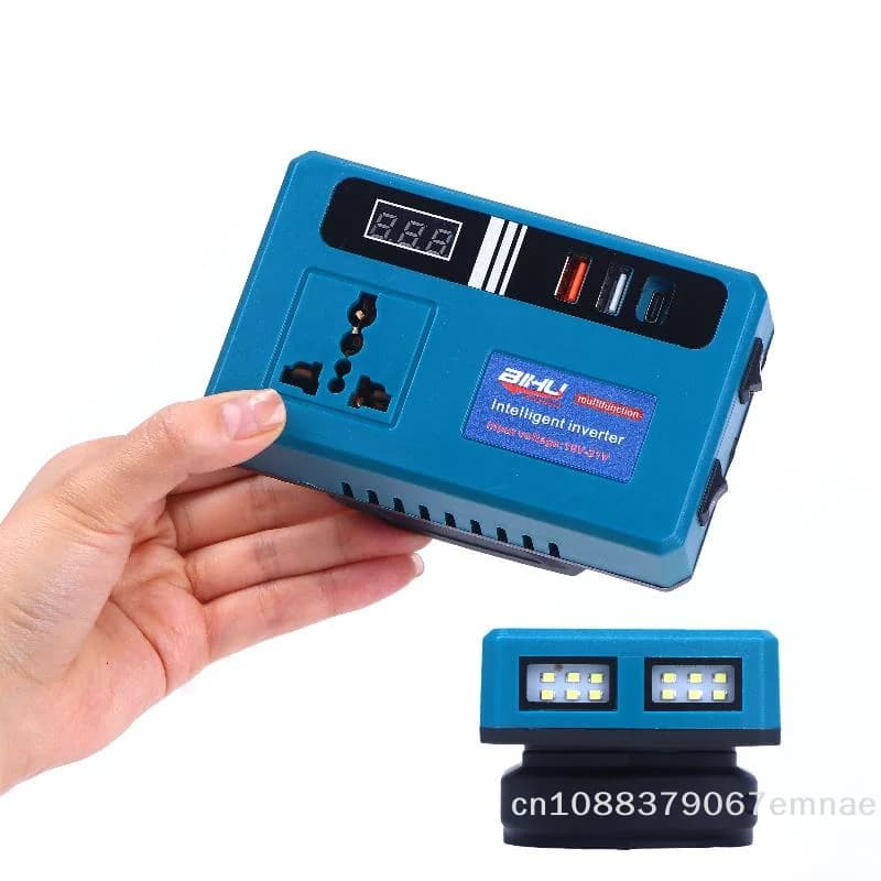 Convertitore di Potenza Portatile LED Mini Intelligente 120W 21V con Batteria al Litio e 3 Porte USB - Adattatore da Viaggio Compatto