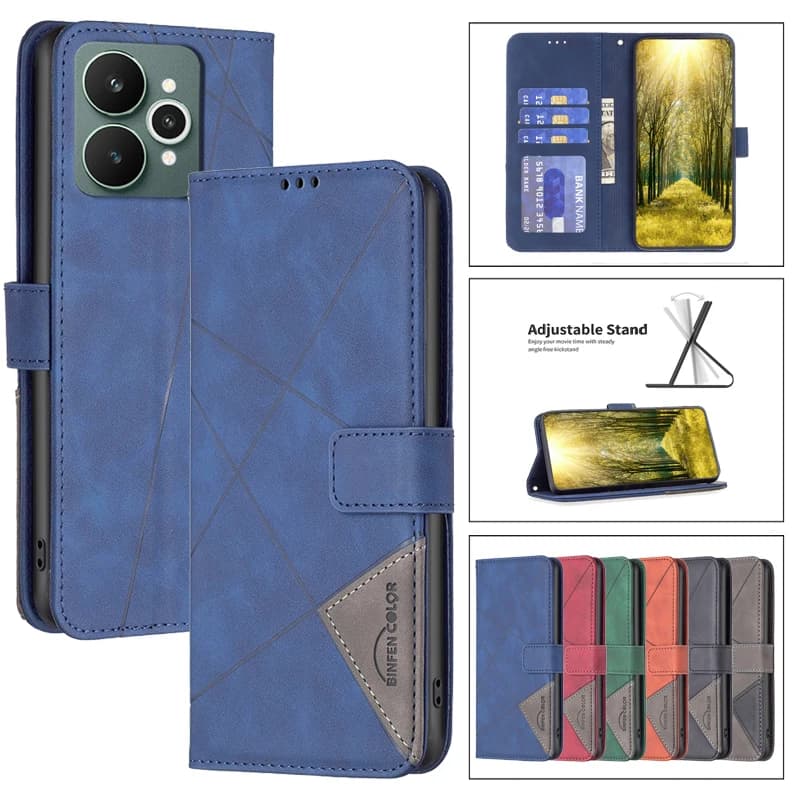 Custodia a portafoglio in pelle di vibrazione per OPPO Realme 15 14X 15 P3 Pro 5G C75 C71 4G Realme15 2025 Capa Coque Custodie per borse per telefono geometriche