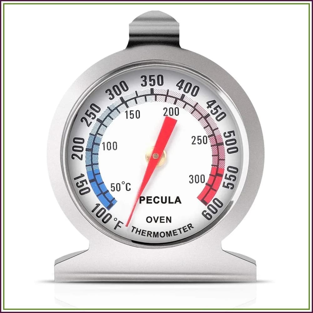 Analog Oven Thermometer 50-300°C/100-600°F, Instant Read, Battery-Free, Hook & Stand for Grill Smoker Fryer