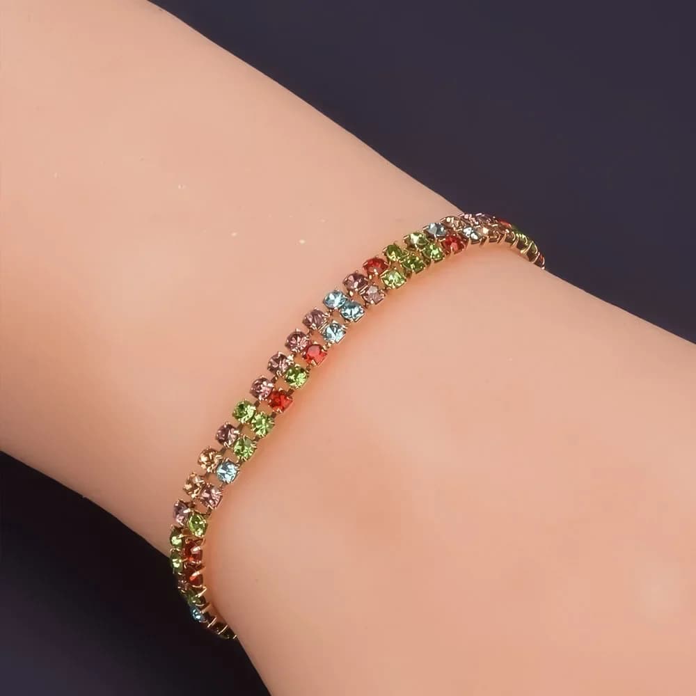 Women's Pulseira Mujer Bracelet Gold Plated Woman Double Row Cubic Zirconia Pulseras Gift for Mother's Day