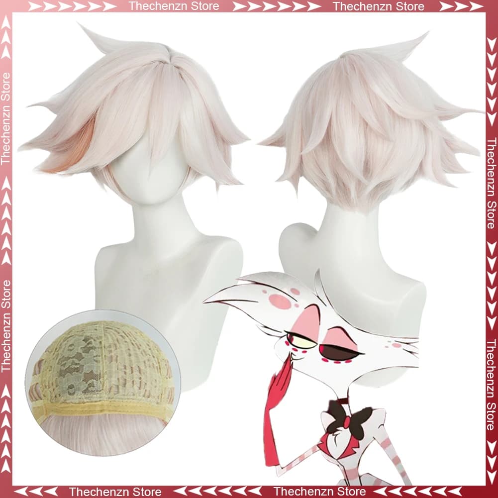 Costume da angelo polvere parrucche cosplay per donne capelli TV infernale hotel accessori costume Halloween donna uomo gioco di ruolo Fantasia Prop