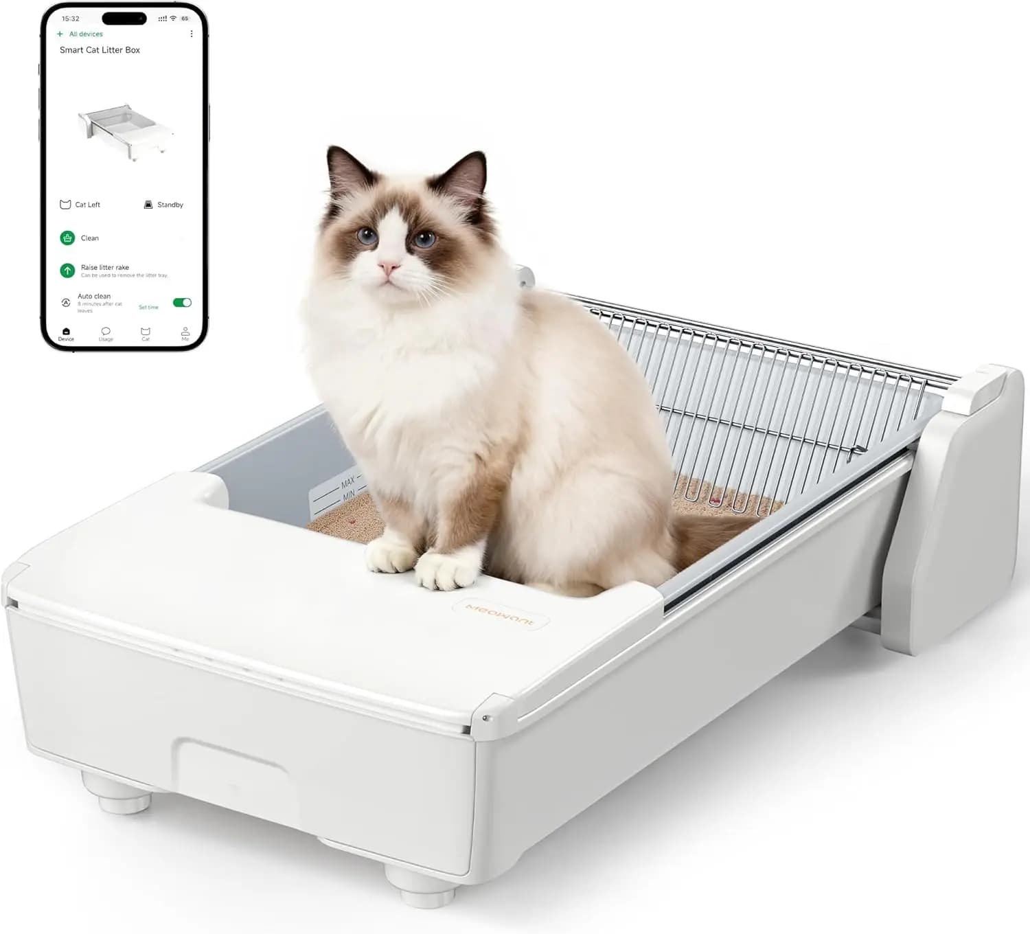 Self Cleaning Cat Litter Box, Open Top Automatic Litter Box for Multi Cats, Dual Rake, Works with Clumping Litter, Anti Pinch Sa