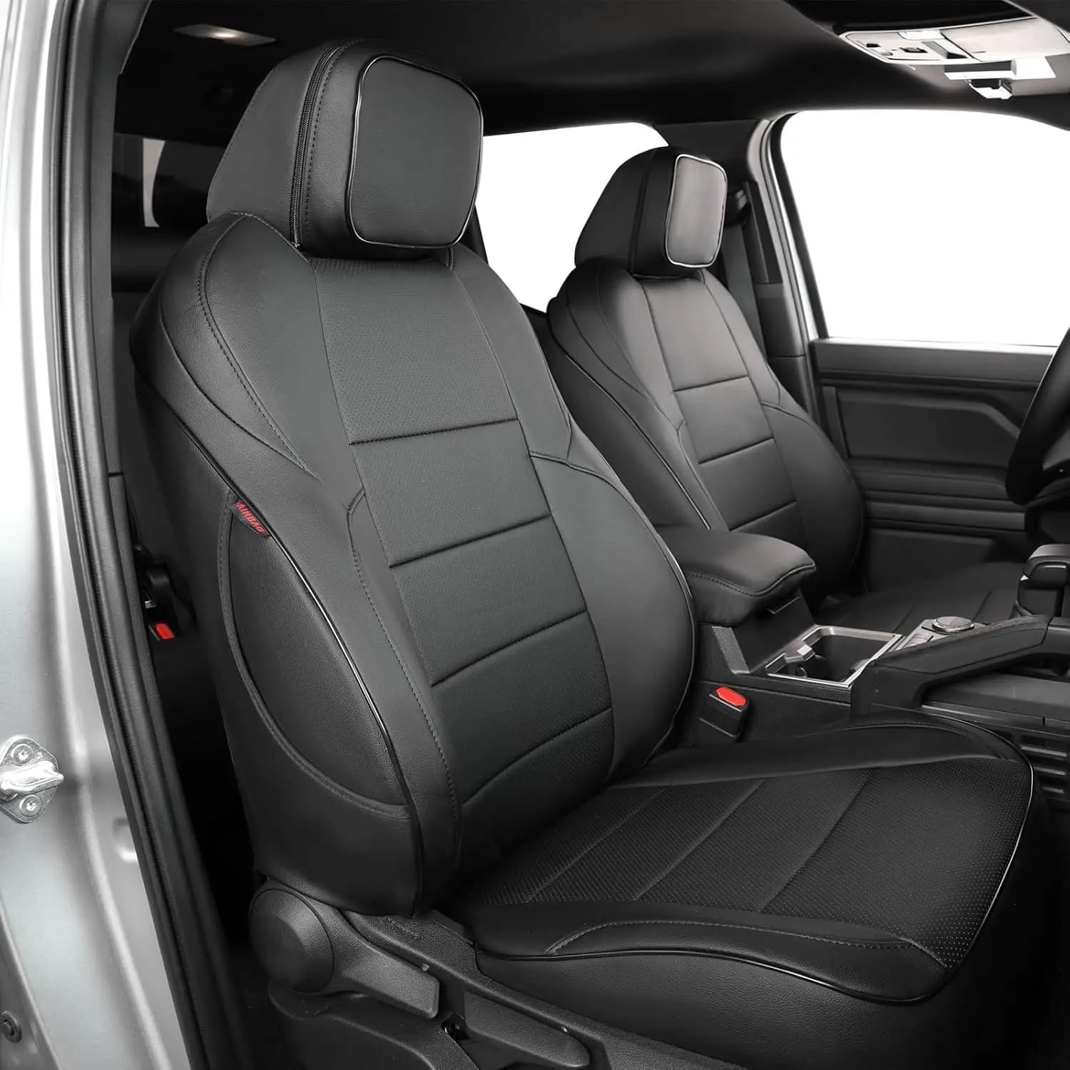Leather Seat Covers EKR Set Complete for Toyota Tacoma 2024 2025 2026 Double Cab SR5 TRD Black Interior Protection Car