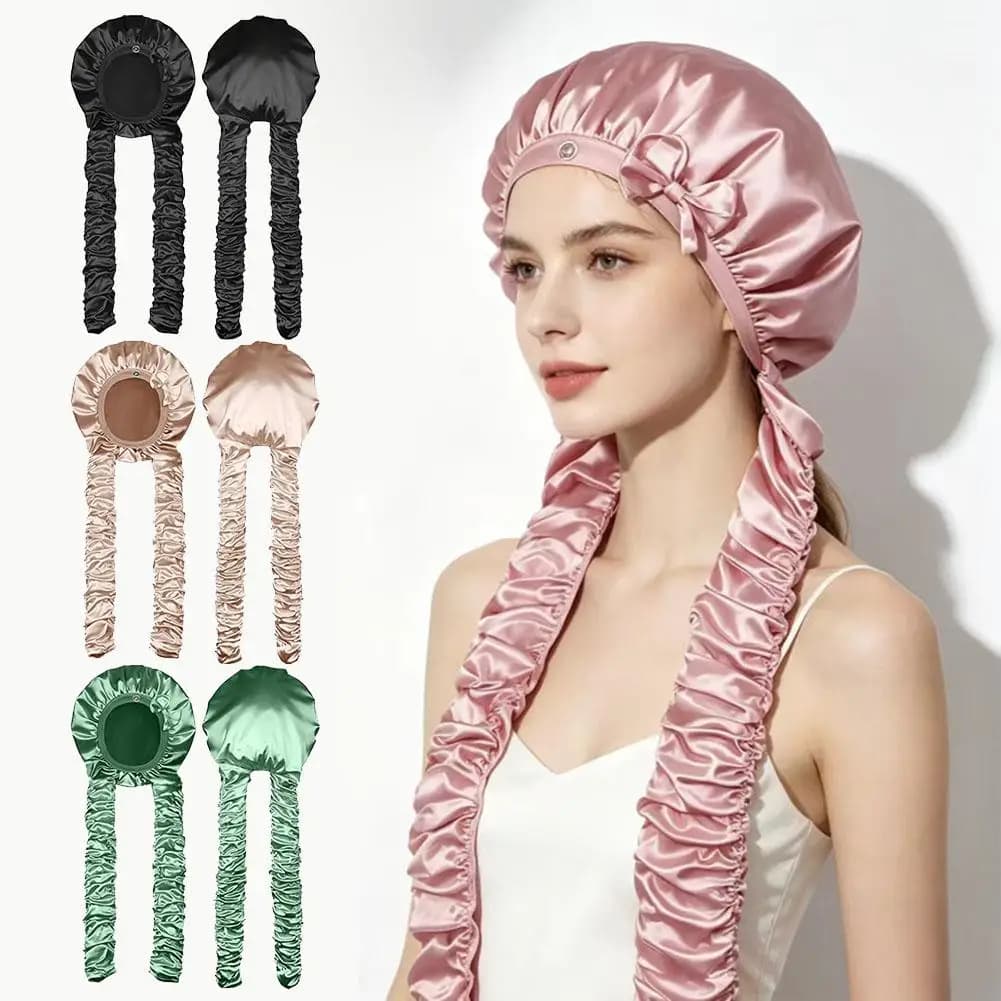 Heatless Hair Curler Sleep Bonnet Satin Heatless Curling Rod Headband Overnight Wave Former Wraps with Button Lock 16cm Wide