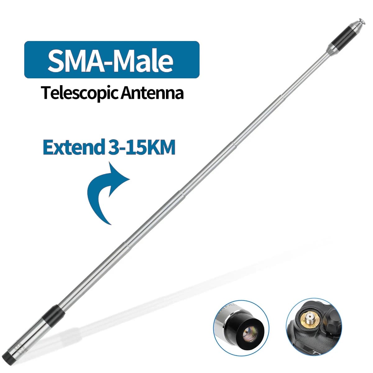 AR-770 Antenna telescopica estensibile SMA-maschio/femmina/BNC per walkie talkie dual band 144/430 MHz per Yaesu VX-3R 5R Baofeng UV3R