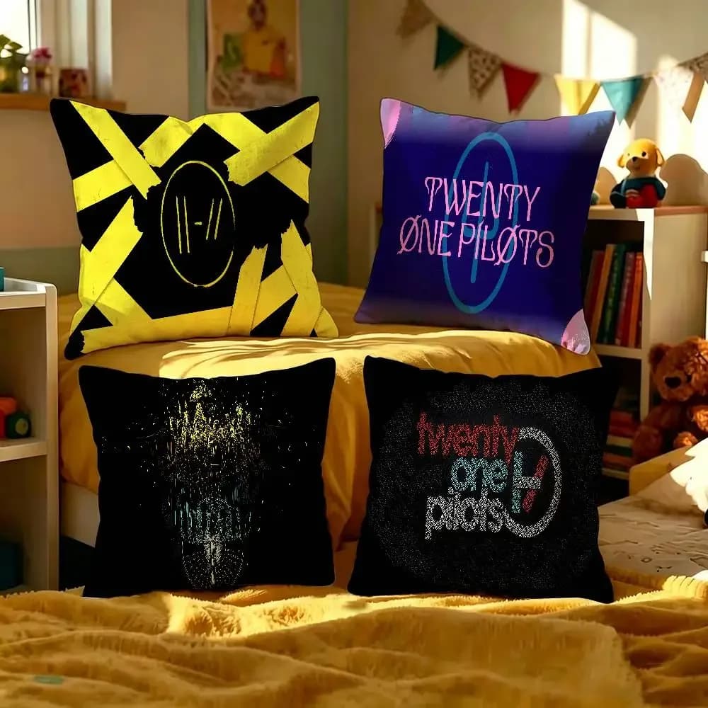 Popular T-Twenty One Pilot Band Decorative Room Aesthetics Pillow Case Home Decor Bedroom Sofa Bed Couch Pillow Cover 45x45